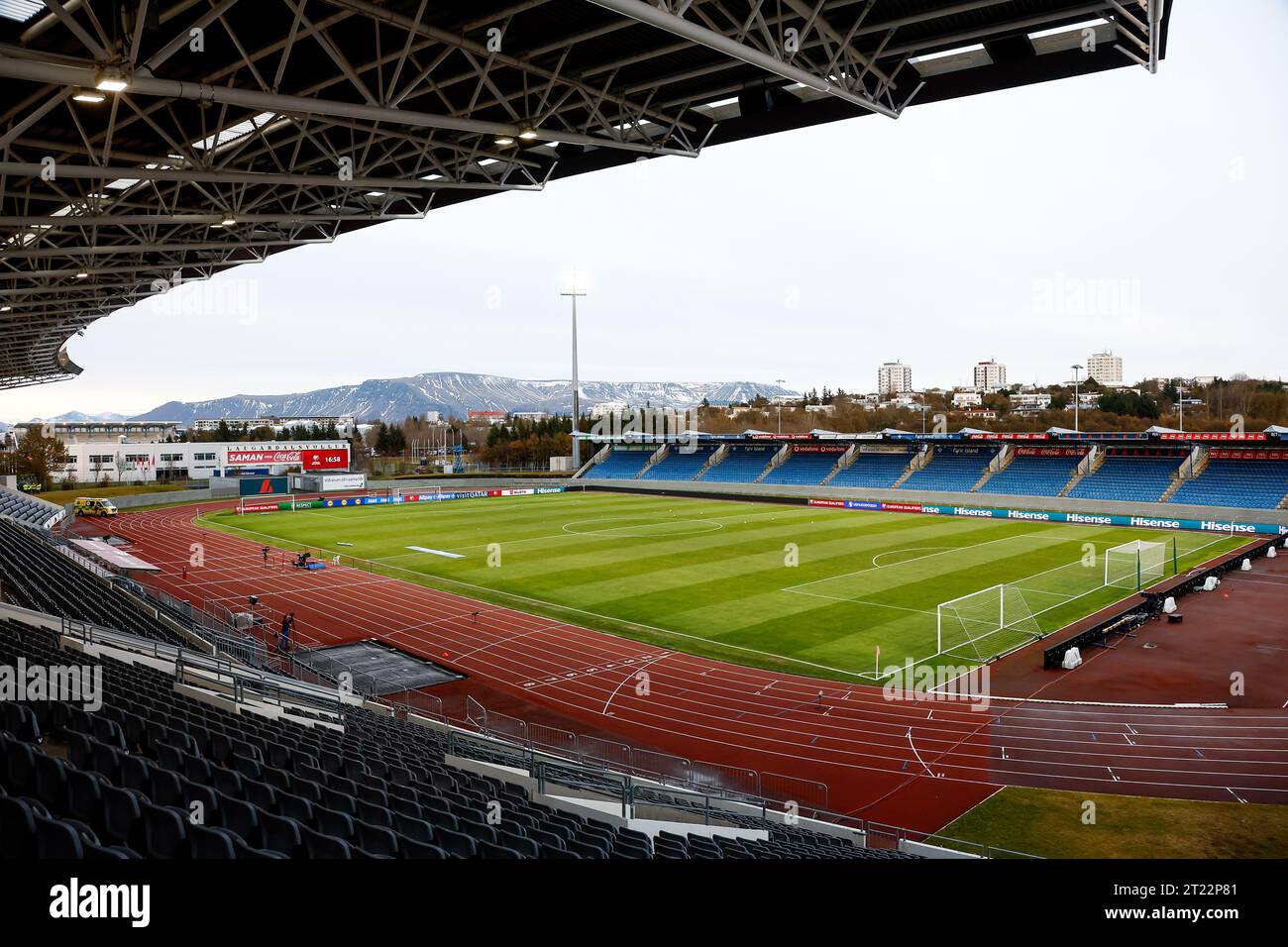 Iceland. 16th Oct, 2023. Reykjavik, Iceland, October 16th 2023: General view inside the stadium Laugardalsvollur during the UEFA European Qualifiers football match between Iceland and Liechtenstein at Laugardalsvollur in Reykjavik, Iceland. (Gunnar Örn Árnason/SPP) Credit: SPP Sport Press Photo. /Alamy Live News Stock Photo