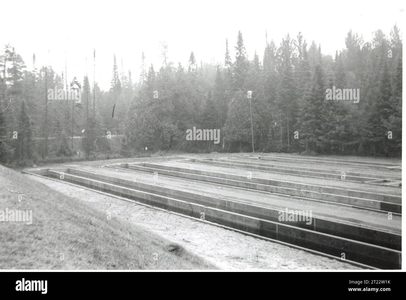 Outdoor fish raceways at a federal hatchery used for rearing and ...