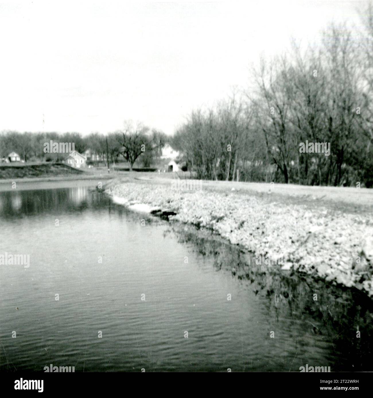 An image of Rip Rap Pond #1-a showing reinforced banks with rock riprap ...