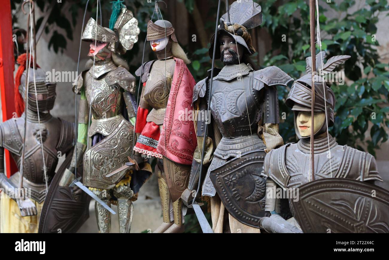 Puppets for sale in the Ballaro district of Palermo, Sicily Stock Photo