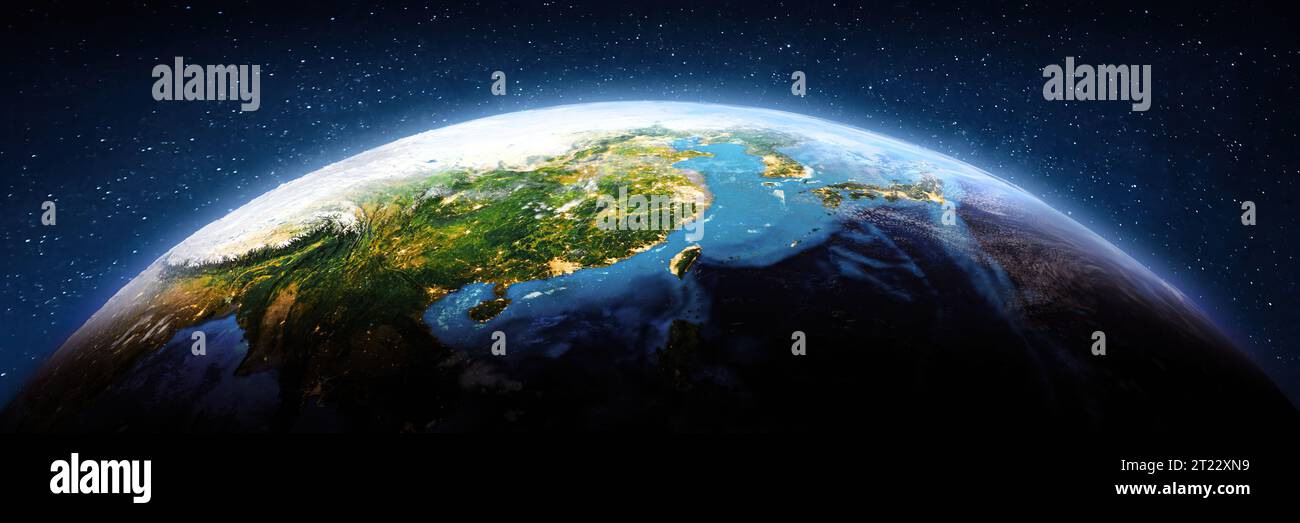 China - Taiwan and Hainan. Elements of this image furnished by NASA. 3d rendering Stock Photo