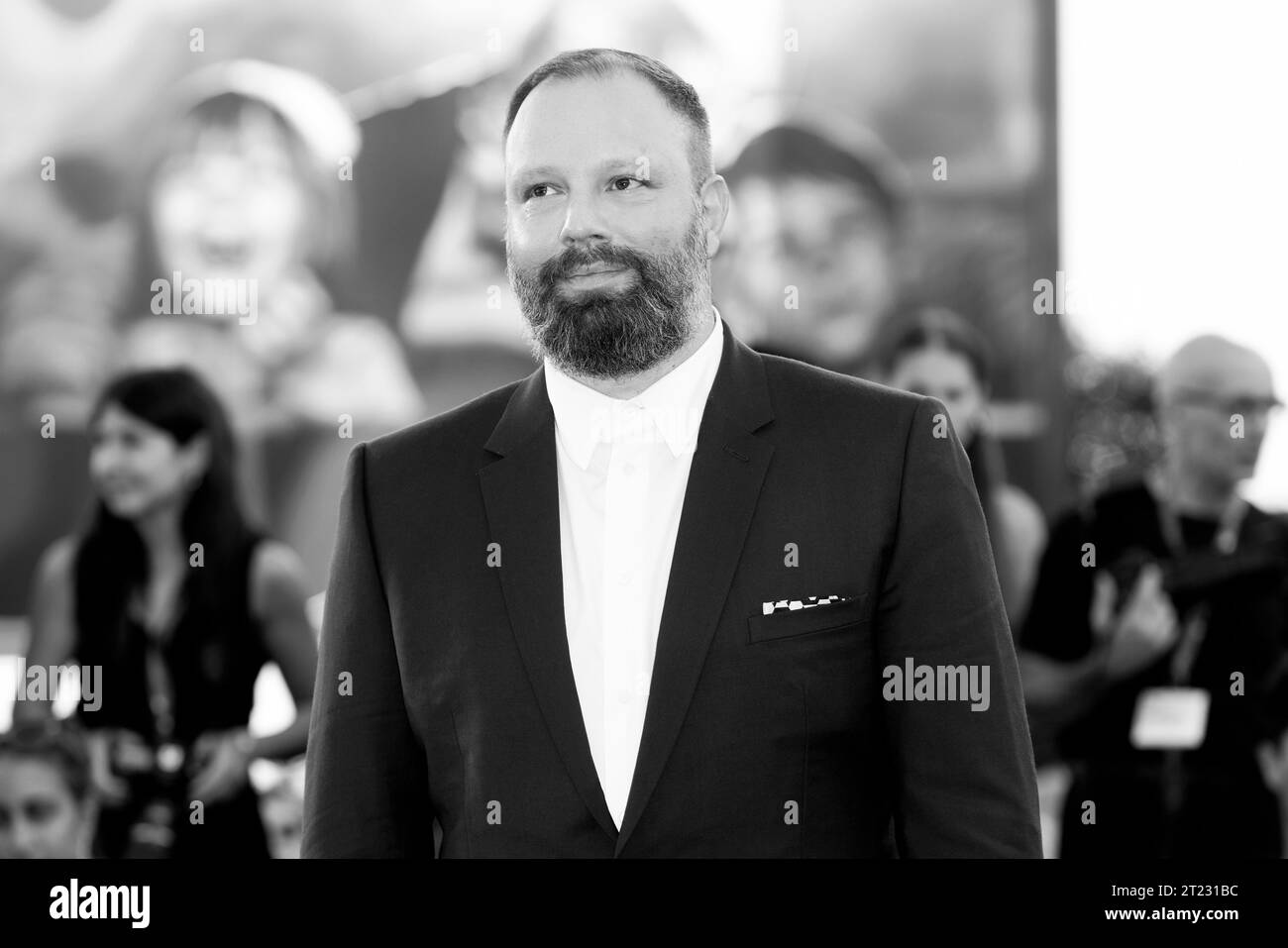 VENICE, ITALY - SEPTEMBER 01: Yorgos Lanthimos attends the red carpet for the movie 'Poor Things' at the 80th Venice International Film Festival at on Stock Photo