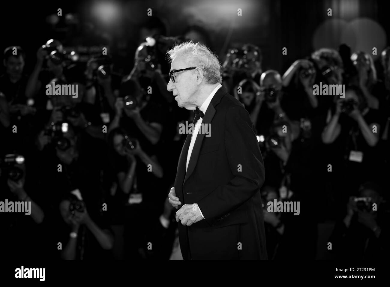 VENICE, ITALY - SEPTEMBER 04: Director Woody Allen attends the red carpet for the movie 'Coup De Chance' at the 80th Venice International Film Festiva Stock Photo