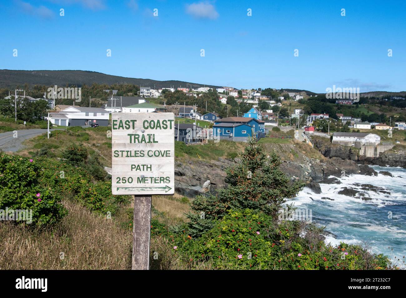East Coast Trail to Stiles Cove sign in Pouch Cove, Newfoundland