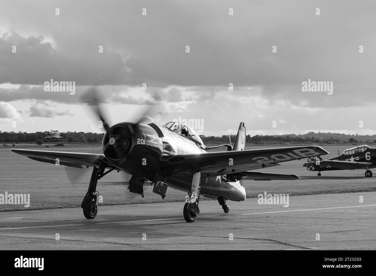 Grumman Bearcat at the Duxford end of year air show. Stock Photo