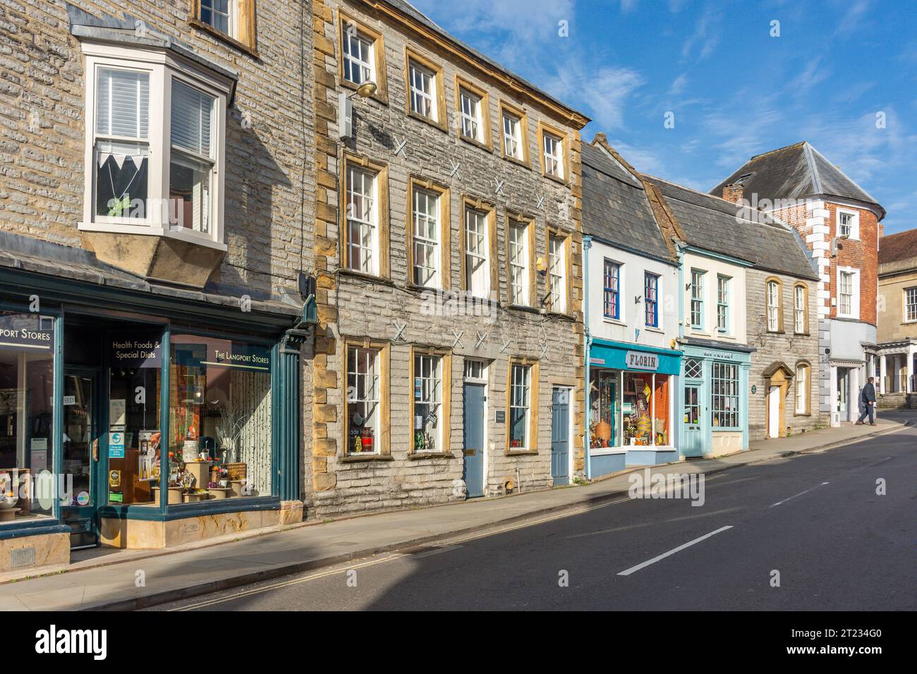 Period buildings, Bow Street, Langport, Somerset, England, United Kingdom Stock Photo