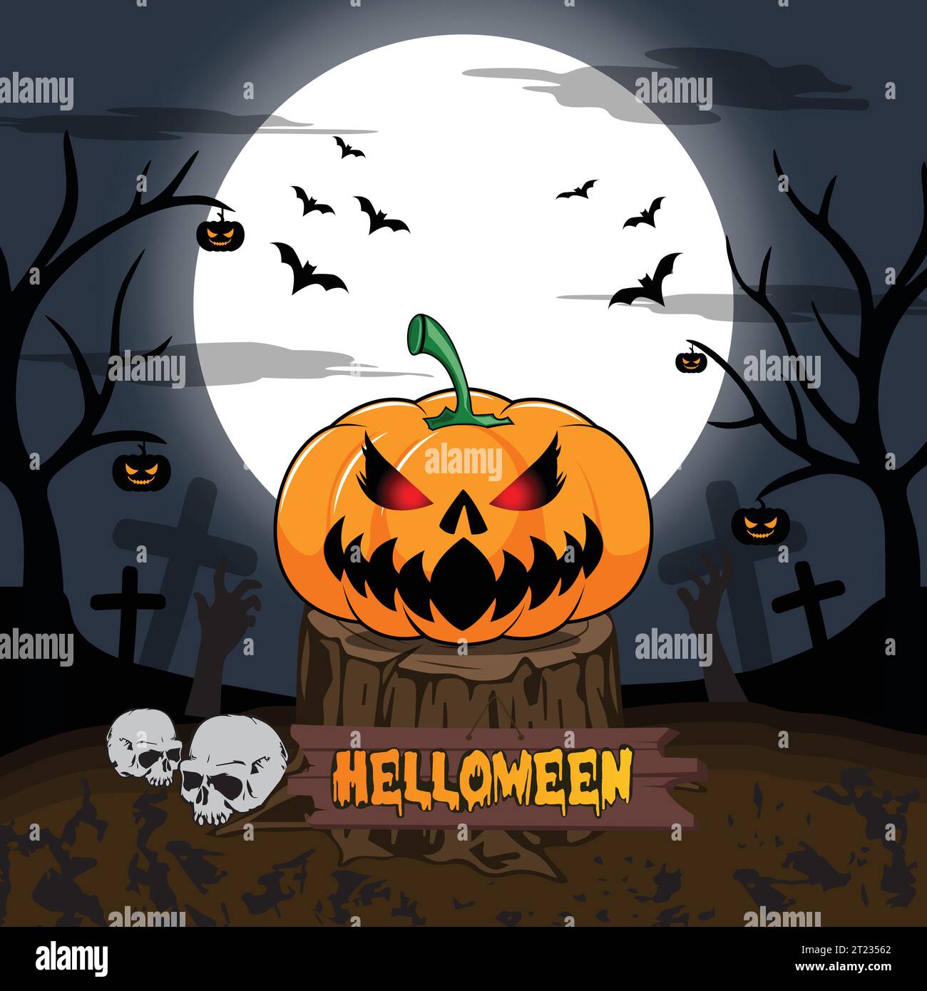 Happy Halloween party, horror ghost  pumpkin, Halloween pattern, gloomy pumpkin for background, poster or web flyer Stock Vector