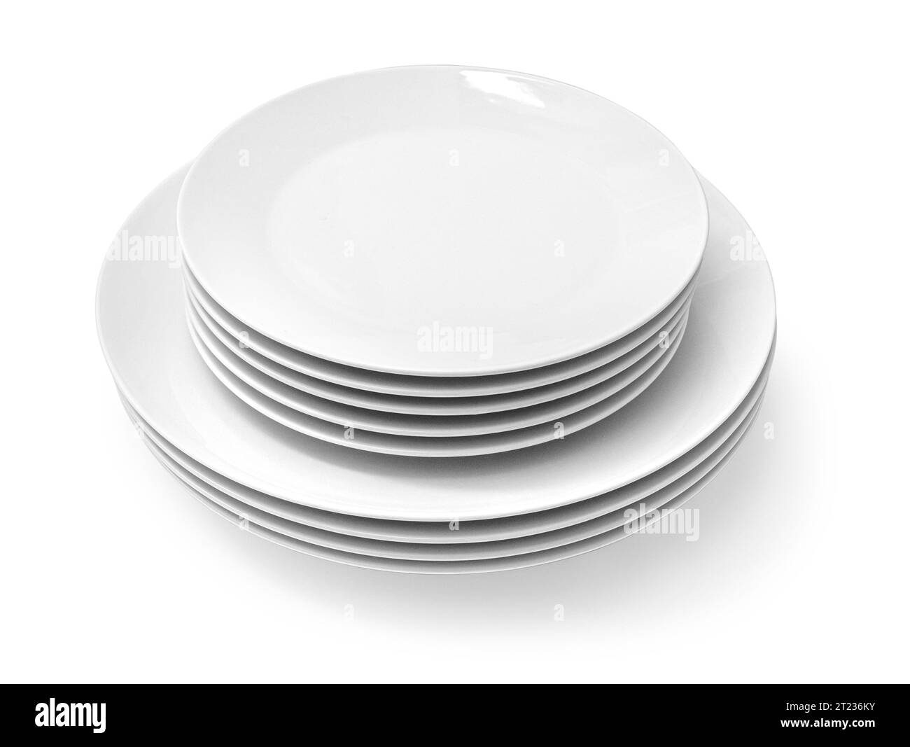 a stack of white plates isolated on white background with clipping path