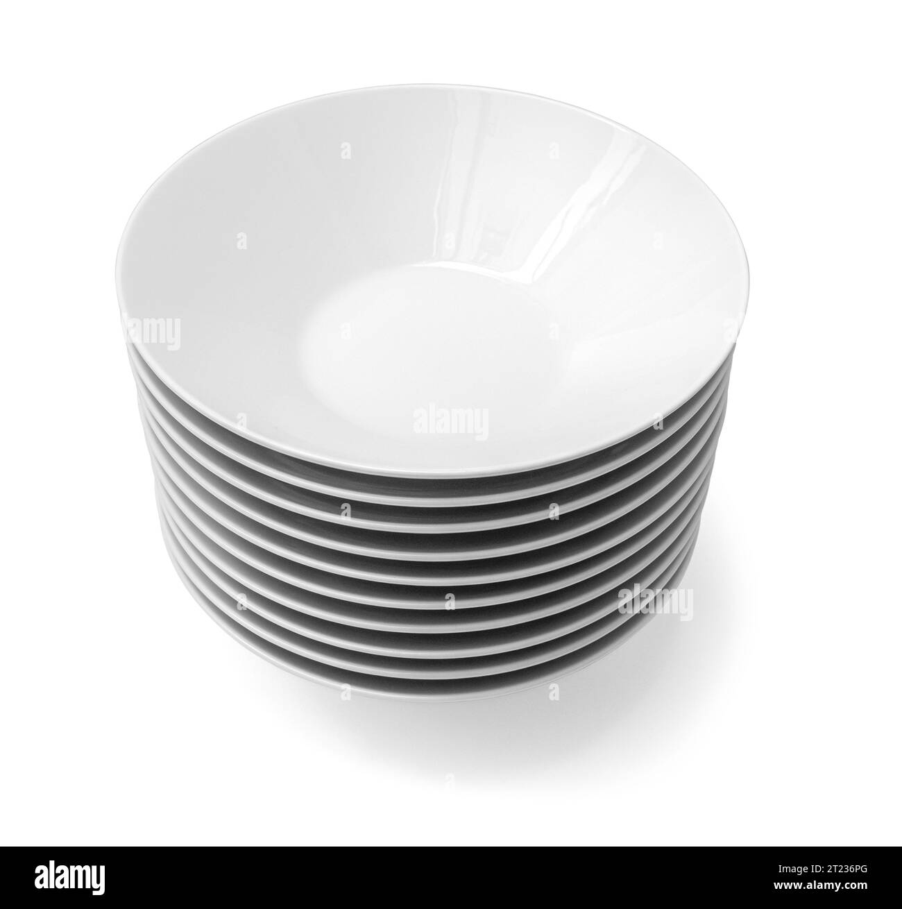 a stack of white plates isolated on white background with clipping path