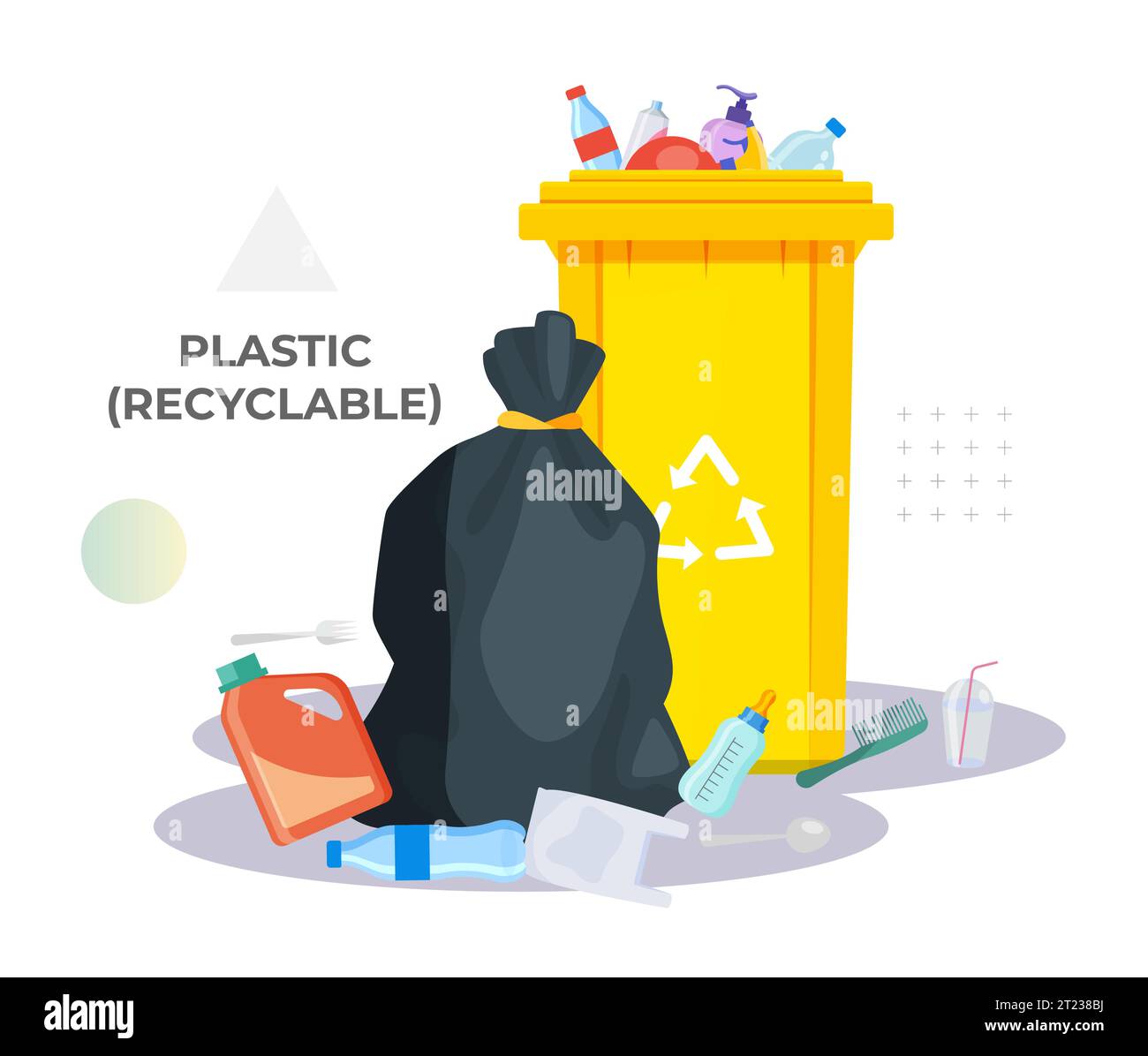 Waste Management Plastic Waste in Black Bags and Yellow