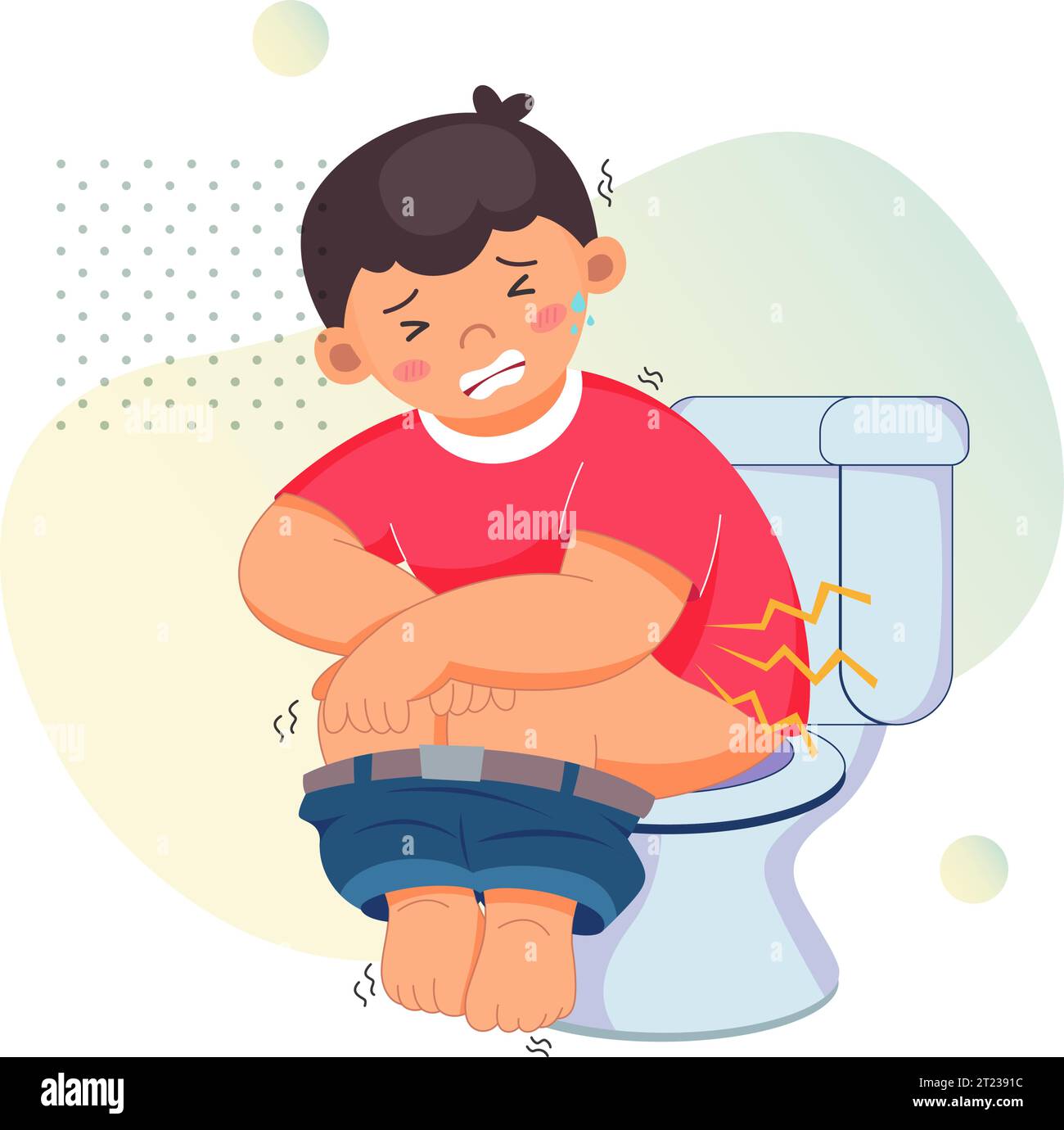 Constipation - Child Sitting on Toilet Seat - Stock Illustration as EPS 10 File Stock Vector