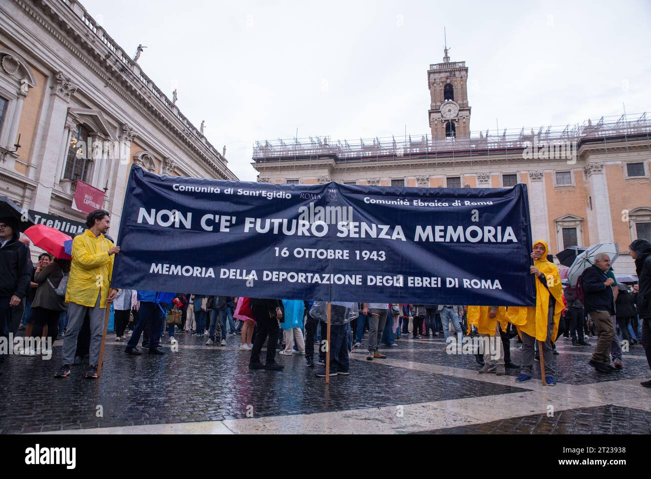 Rome, Italy. 16th Oct, 2023. Silent march to commemorate the Jews who ...