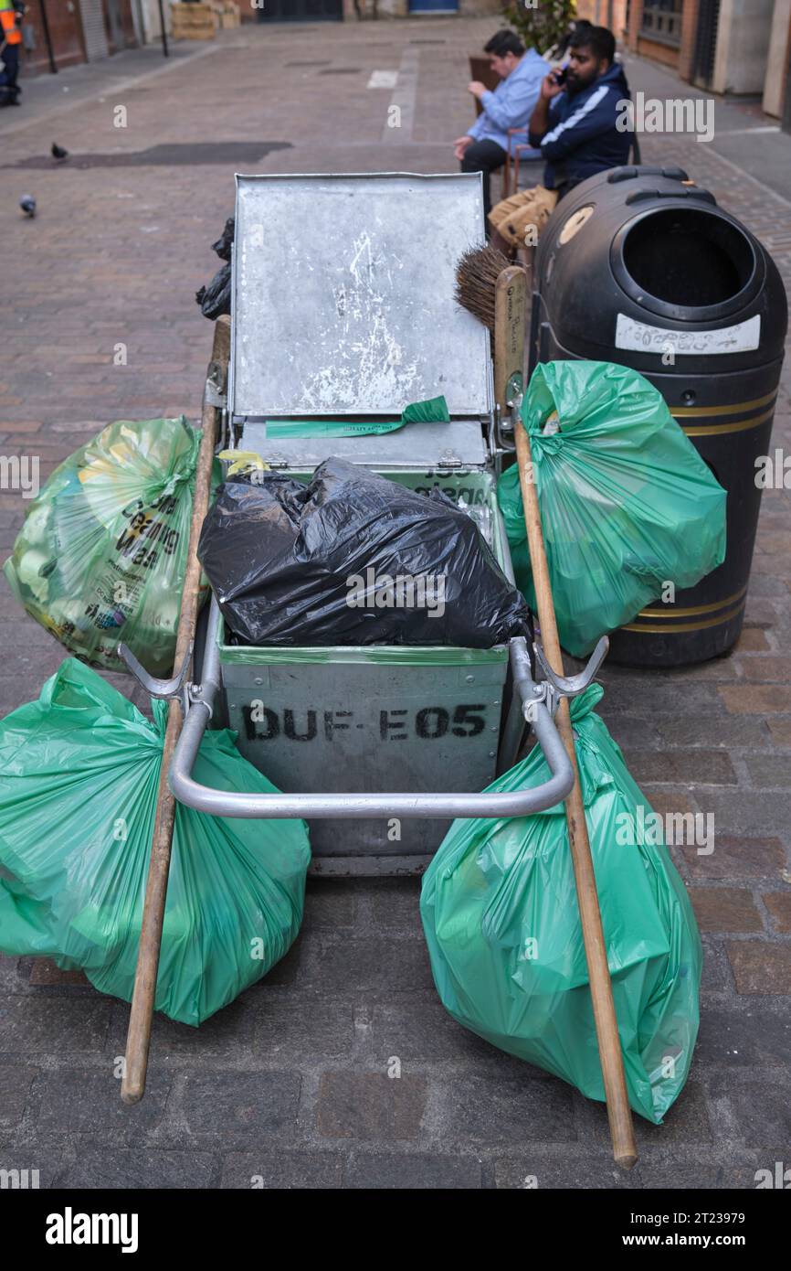 Trash Rubbish Collecting Cart London England UK Stock Photo Alamy