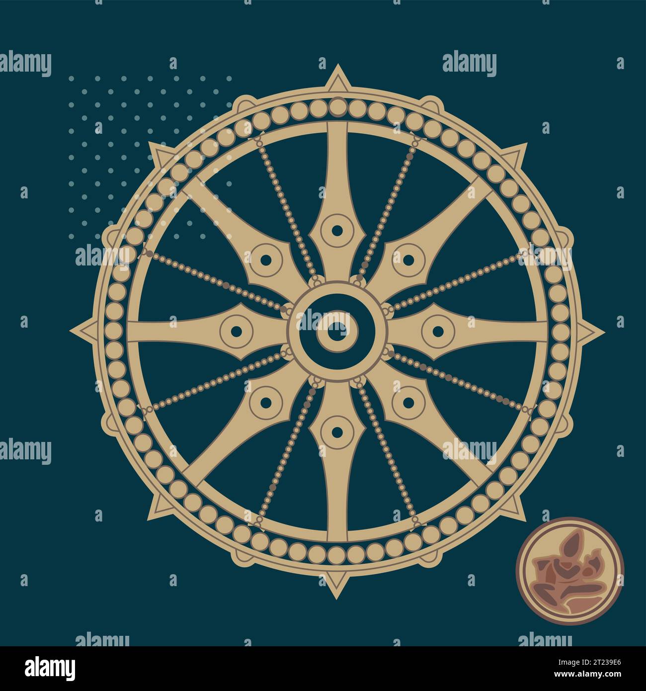Konark Wheel - Sun Temple - Odisha - Icon as EPS 10 File Stock Vector