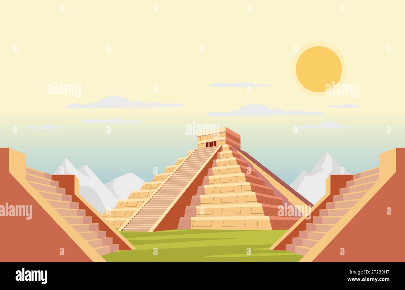 El Castillo - Chichen Itza - A Pre Columbian Mayan City Temple - Stock Illustration as EPS 10 File Stock Vector