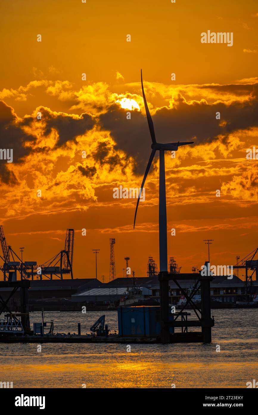 Wind turbine sunset golden hour hi-res stock photography and images - Alamy