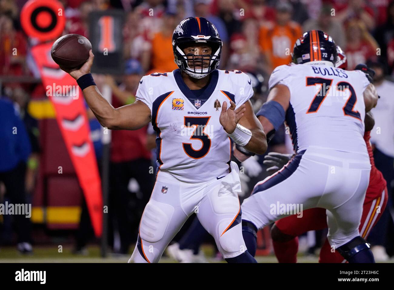 Denver Broncos quarterback Russell Wilson (3) passes during an NFL ...