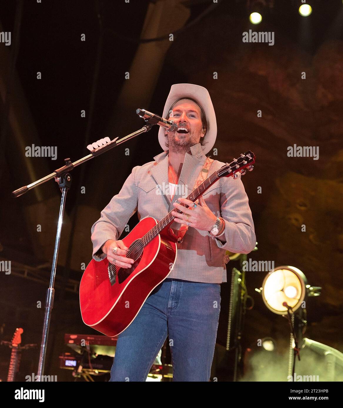 October 14, 2023, Morrison, Colorado, USA: MARK WYSTRACH of MIDLAND performs to a sold out crowd tonight at Red Rocks Amphitheater in Morrison, CO. (Credit Image: © Hector Acevedo/ZUMA Press Wire) EDITORIAL USAGE ONLY! Not for Commercial USAGE! Stock Photo