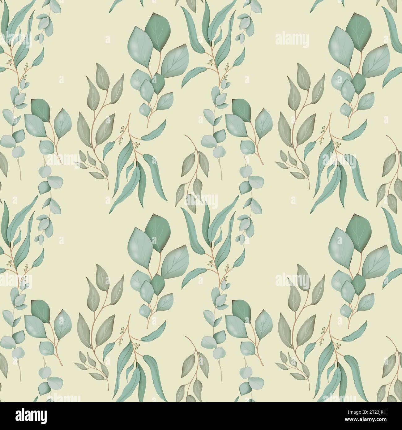 Seamless pattern with eucalyptus leaves Stock Photo