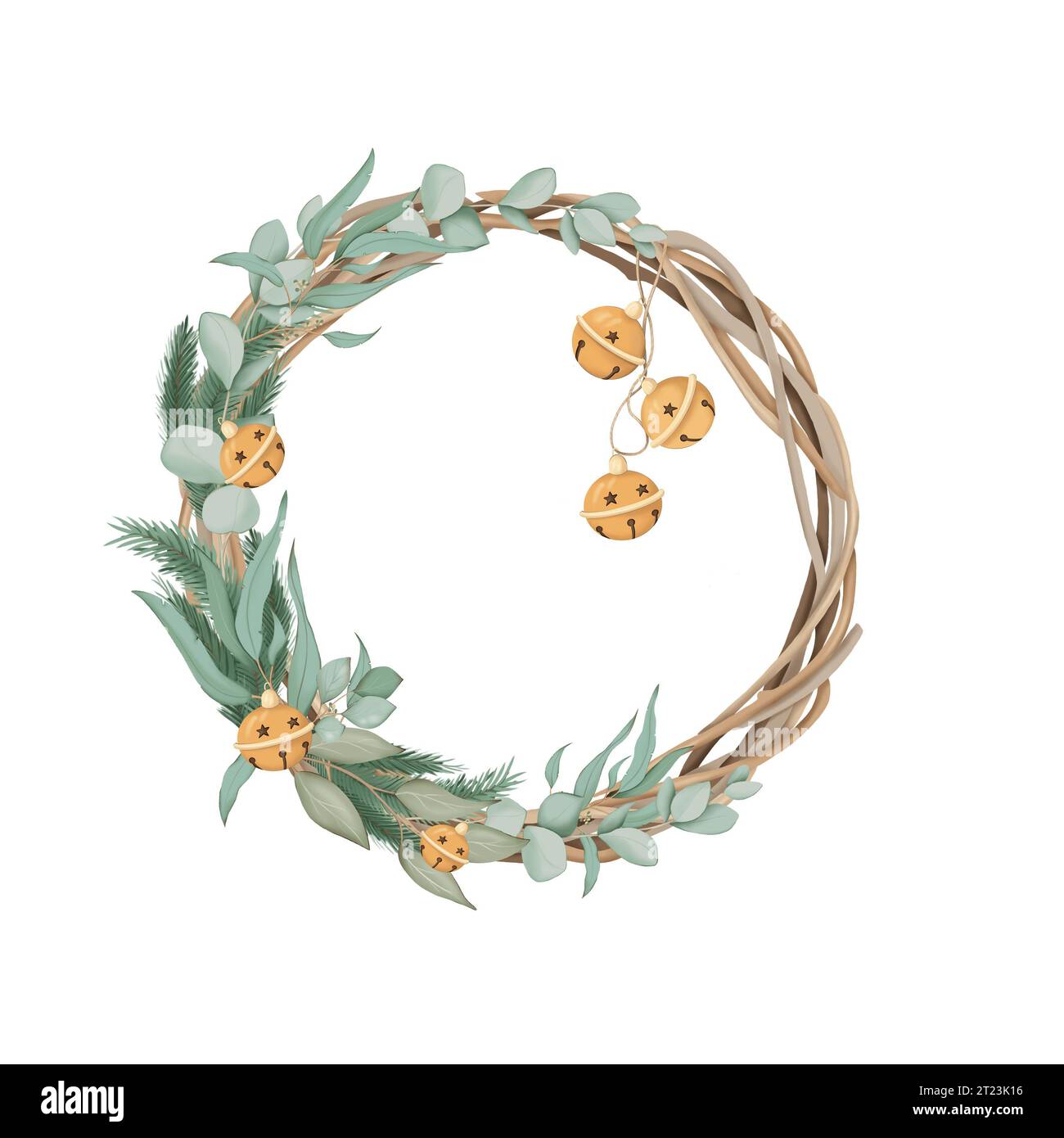 Christmas wreath. Hand-drawn illustration Stock Photo