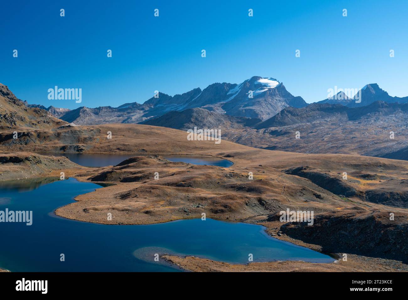 Leita and Rosset lakes, Herbetet, Gran Paradiso and Tresenta mountains ...