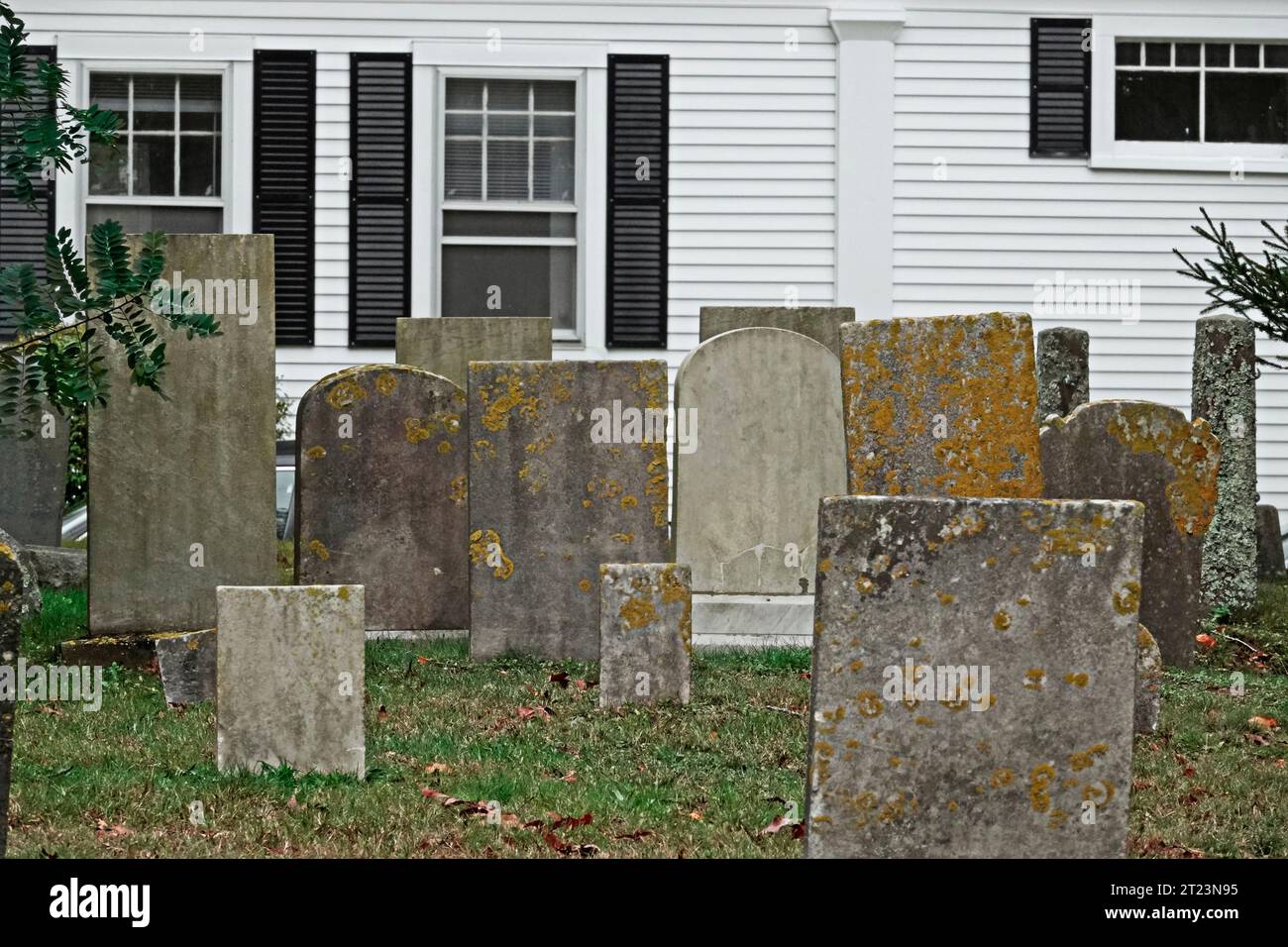 Antique headstones at the village cemetery in Vineyard Haven, Martha's