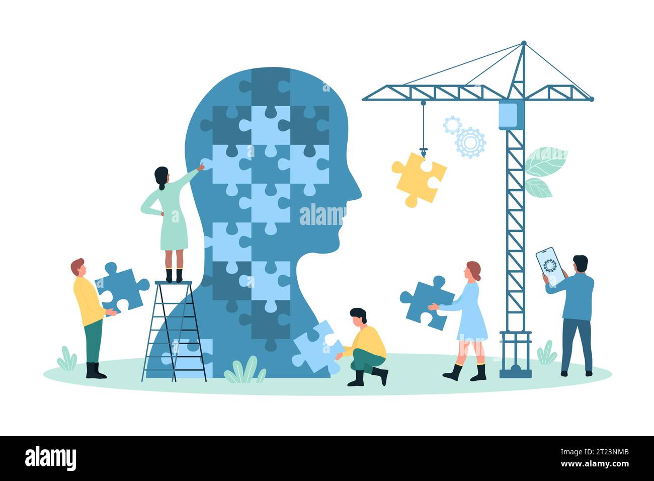 Mental health support therapy, psychology vector illustration. Cartoon