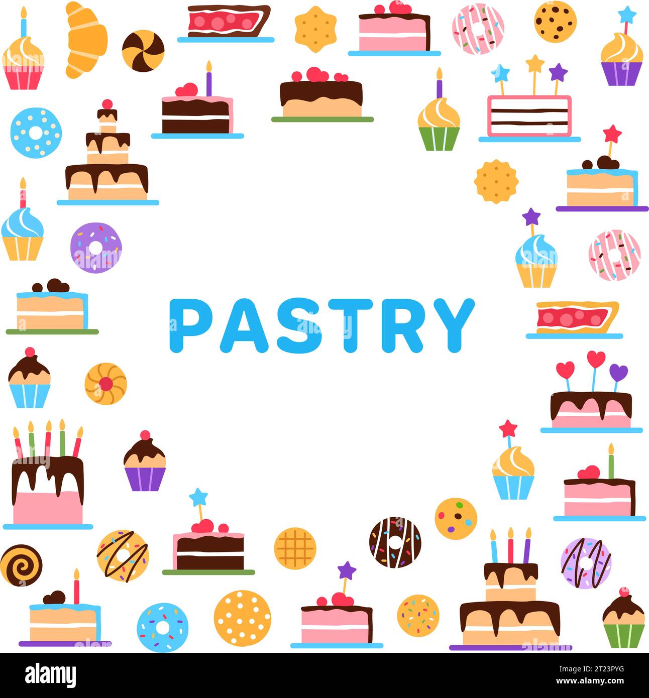 Pastry square frame with circle text copy space Stock Vector Image ...