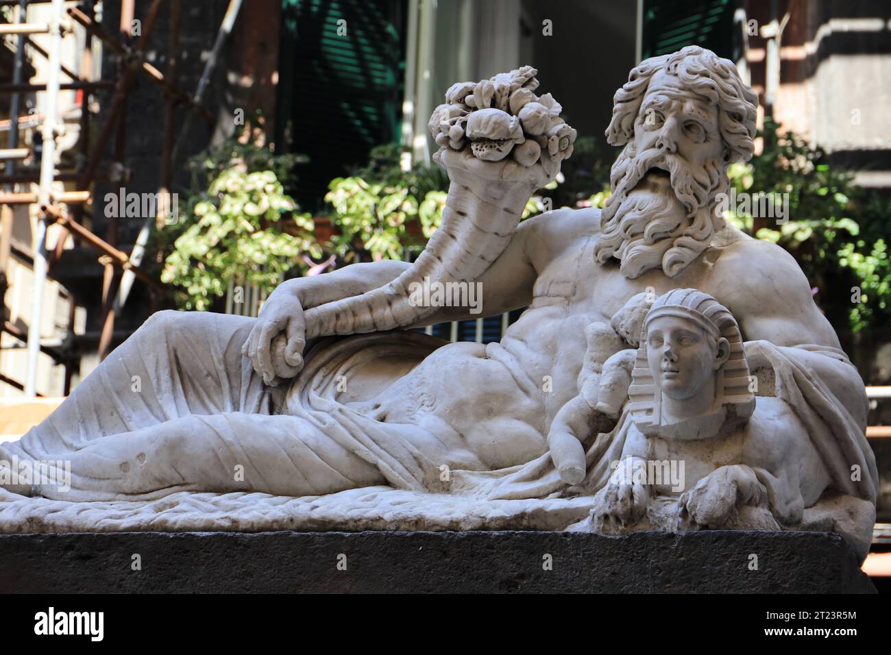 Statue of the Nile God in Spaccanapoli street in the historical center