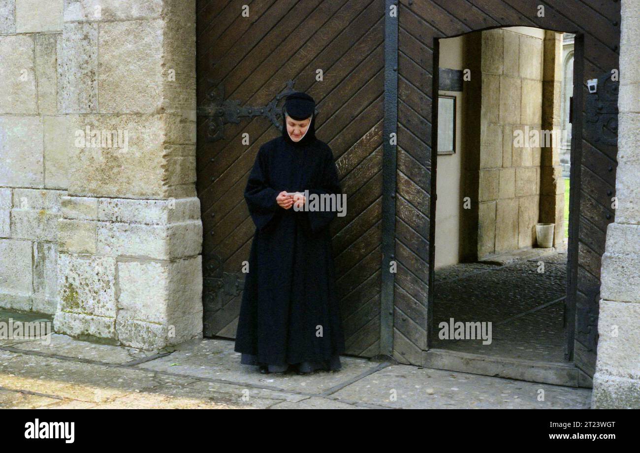 Dâmbovița County, Romania, 1991. Abbess Eufrasia Poiană at Dealu Monastery. Stock Photo