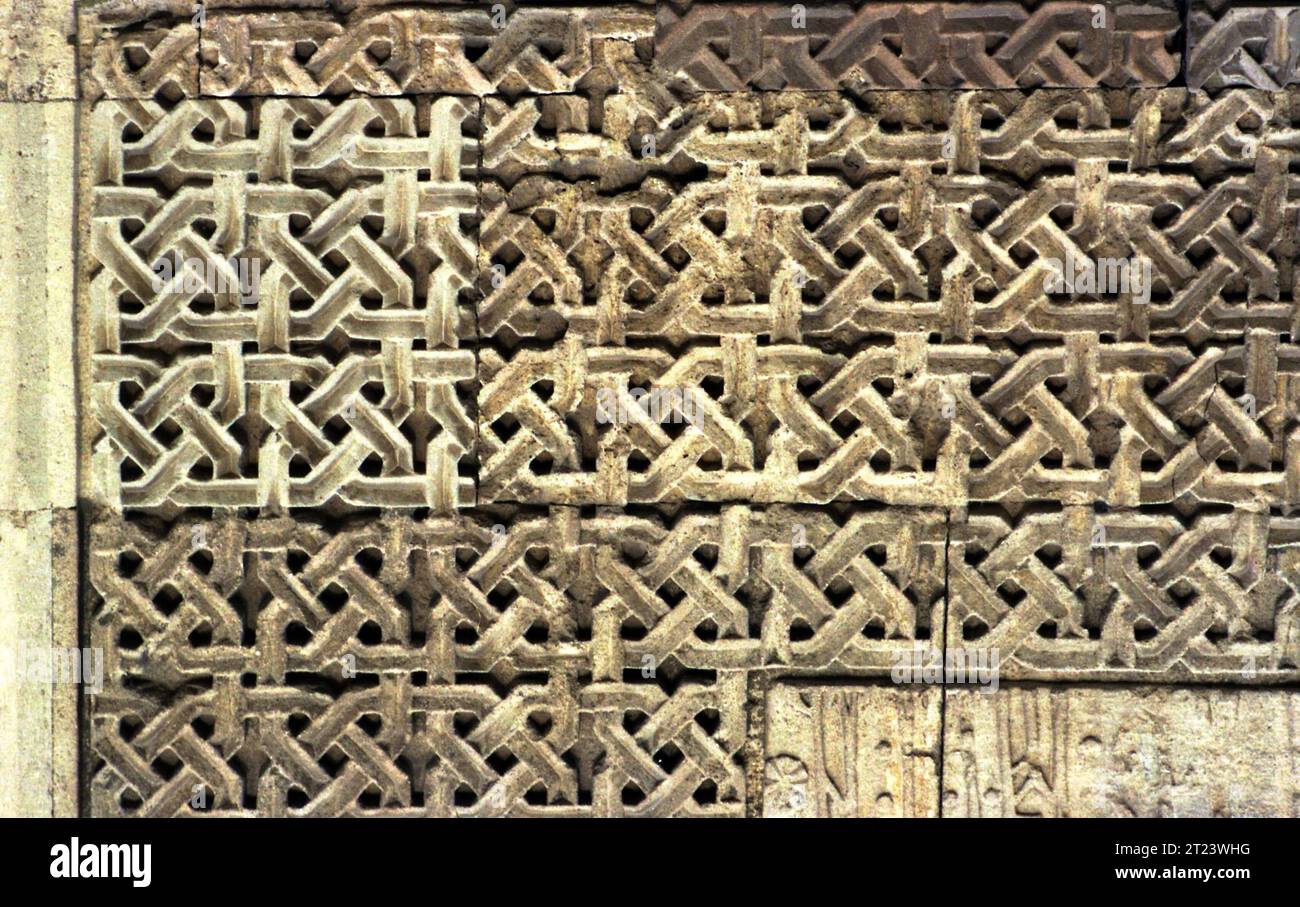 Dâmbovița County, Romania, 1991. Exterior view of St. Nicholas Church at Dealu Monastery, a historical monument from the 15th-century. Arabesque-style surface decorations. Stock Photo