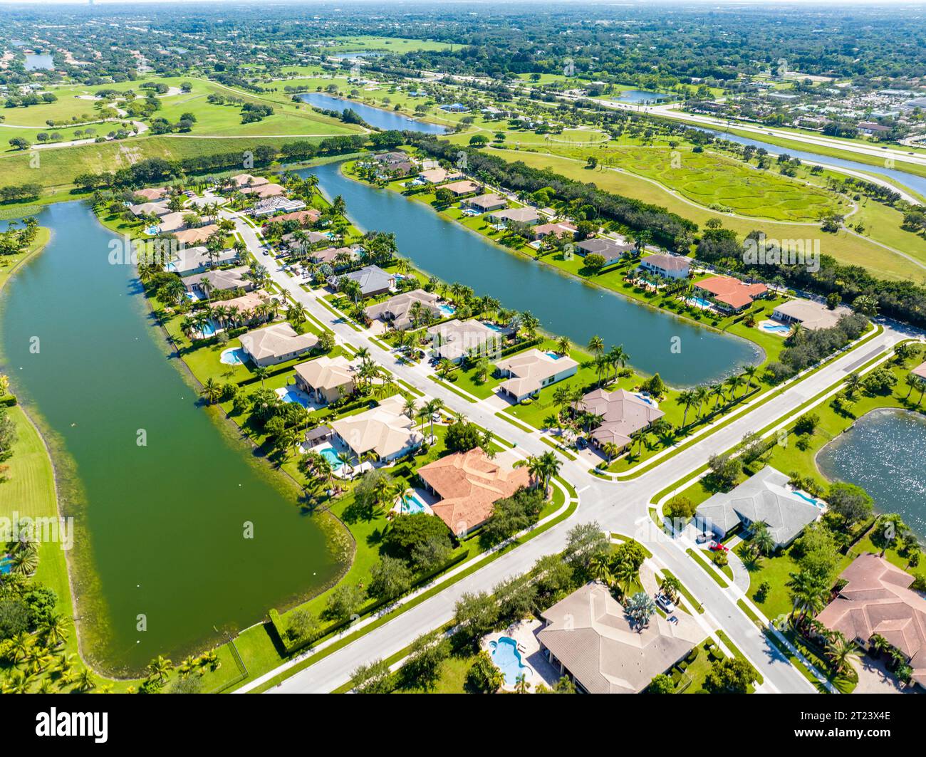 Aerial photo luxury homes in Davie Florida riverstone neighborhood