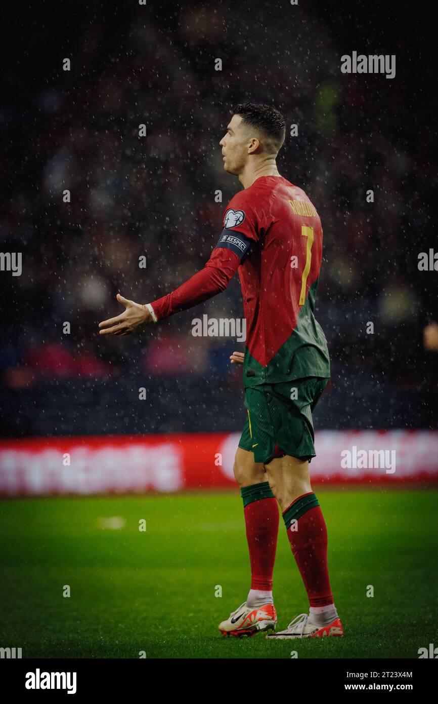 Cristiano Ronaldo during UEFA Euro 2024 qualifying  game between national teams of  Portugal and Slovakia at Estadio do Dragao, Porto. (Maciej Rogowsk Stock Photo