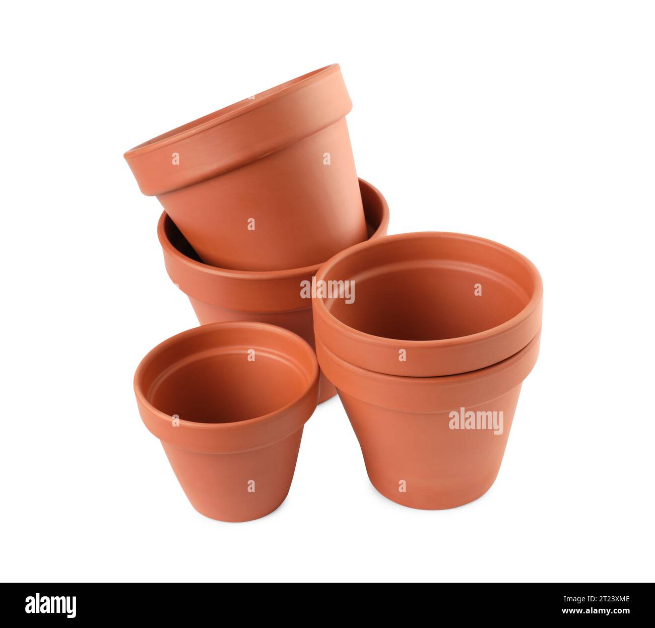 Empty clay flower pots isolated on white Stock Photo - Alamy