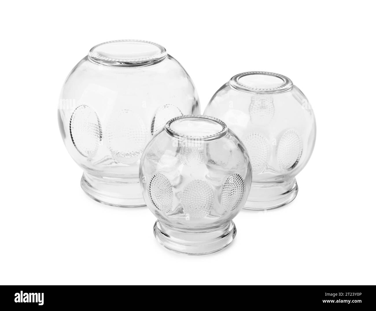 Glass cups isolated on white. Cupping therapy Stock Photo Alamy