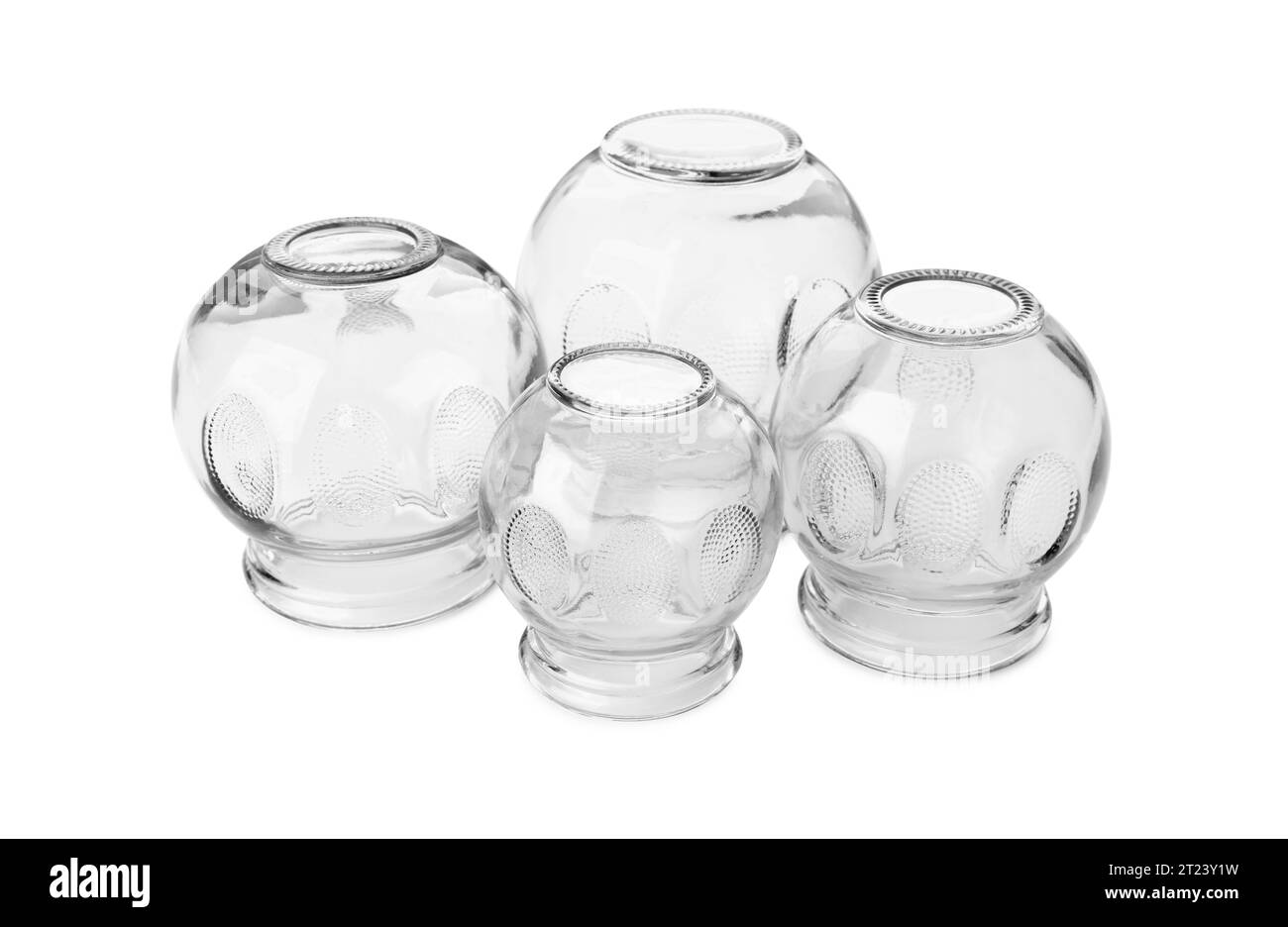 Many glass cups isolated on white. Cupping therapy Stock Photo Alamy