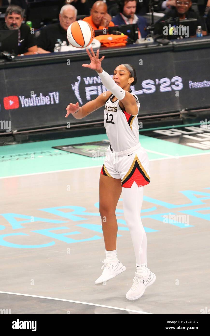 BROOKLYN, NY - OCTOBER 15: Las Vegas Aces forward A'ja Wilson (22 ...