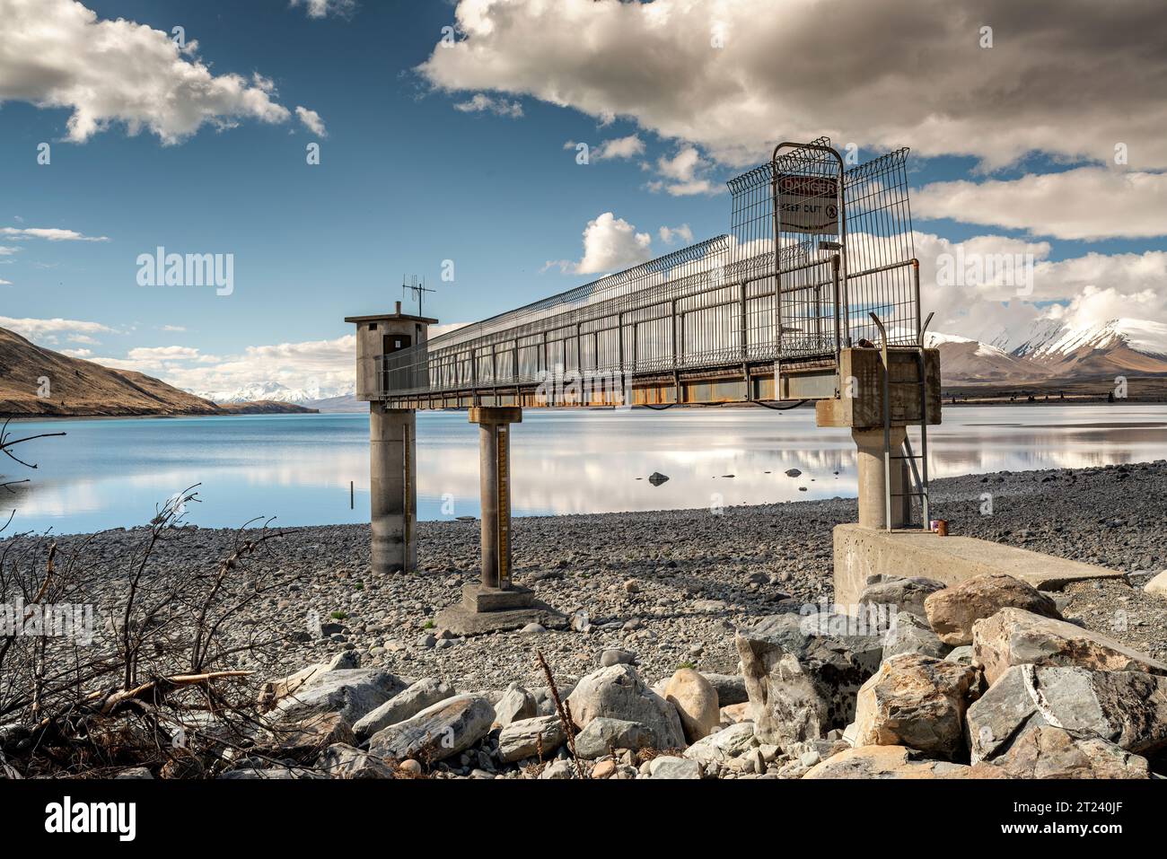 Lake Tekapo, New Zealand, low lake levels impacting hydro electricity