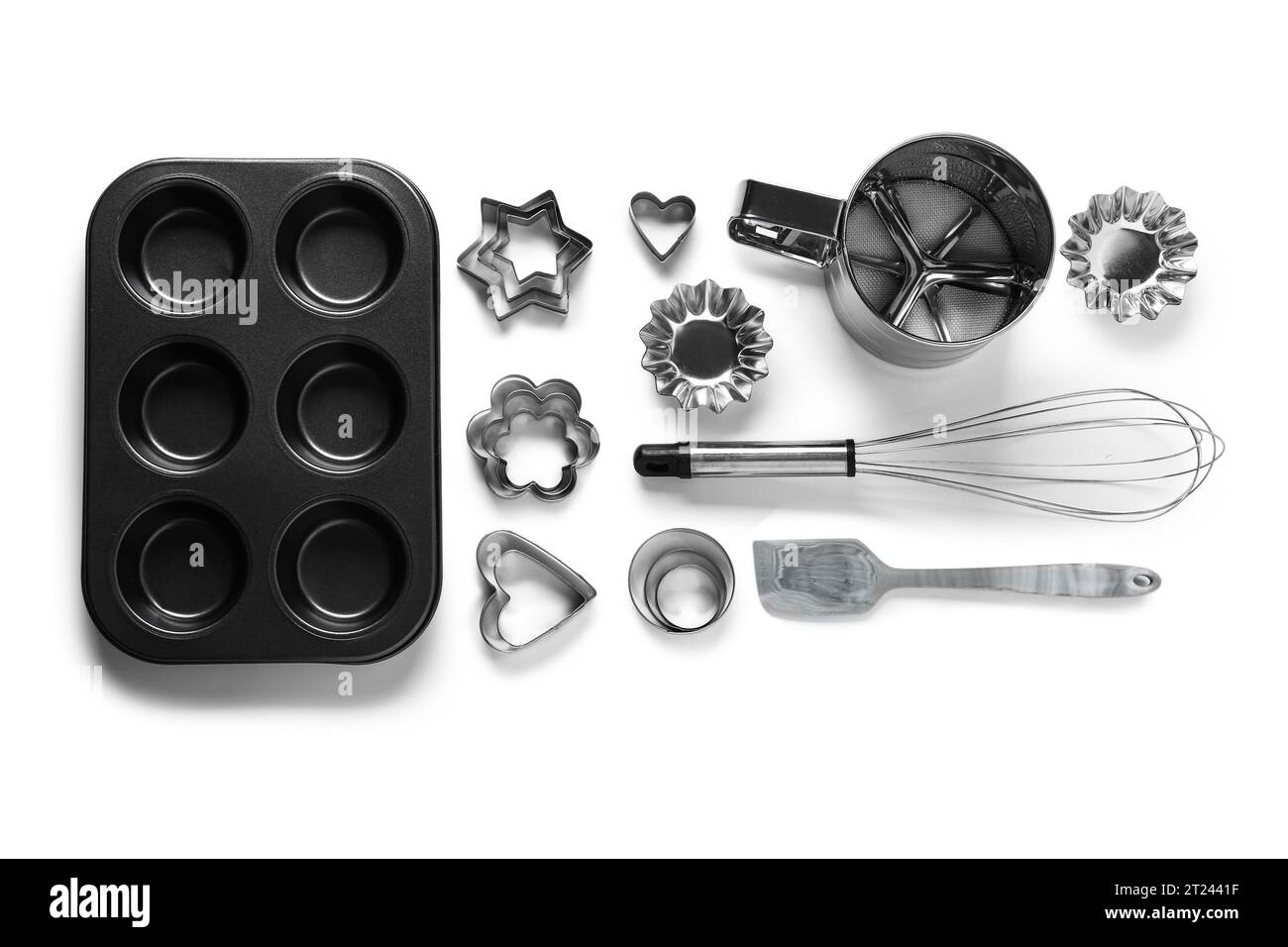 Baking utensils and cookie cutters isolated on white background Stock Photo Alamy