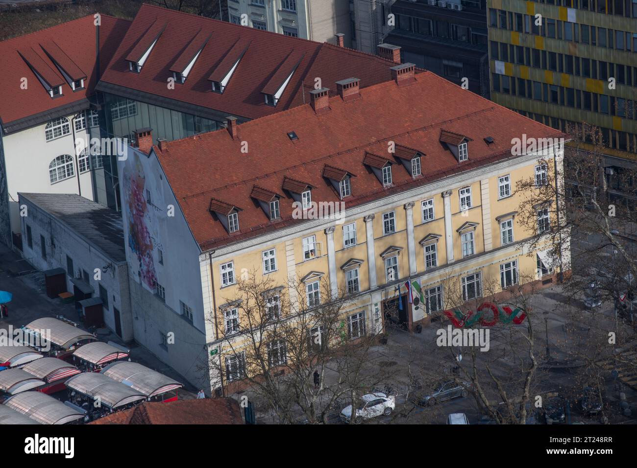 Ljubljana: Krekov square and Central Market. Slovenia Stock Photo