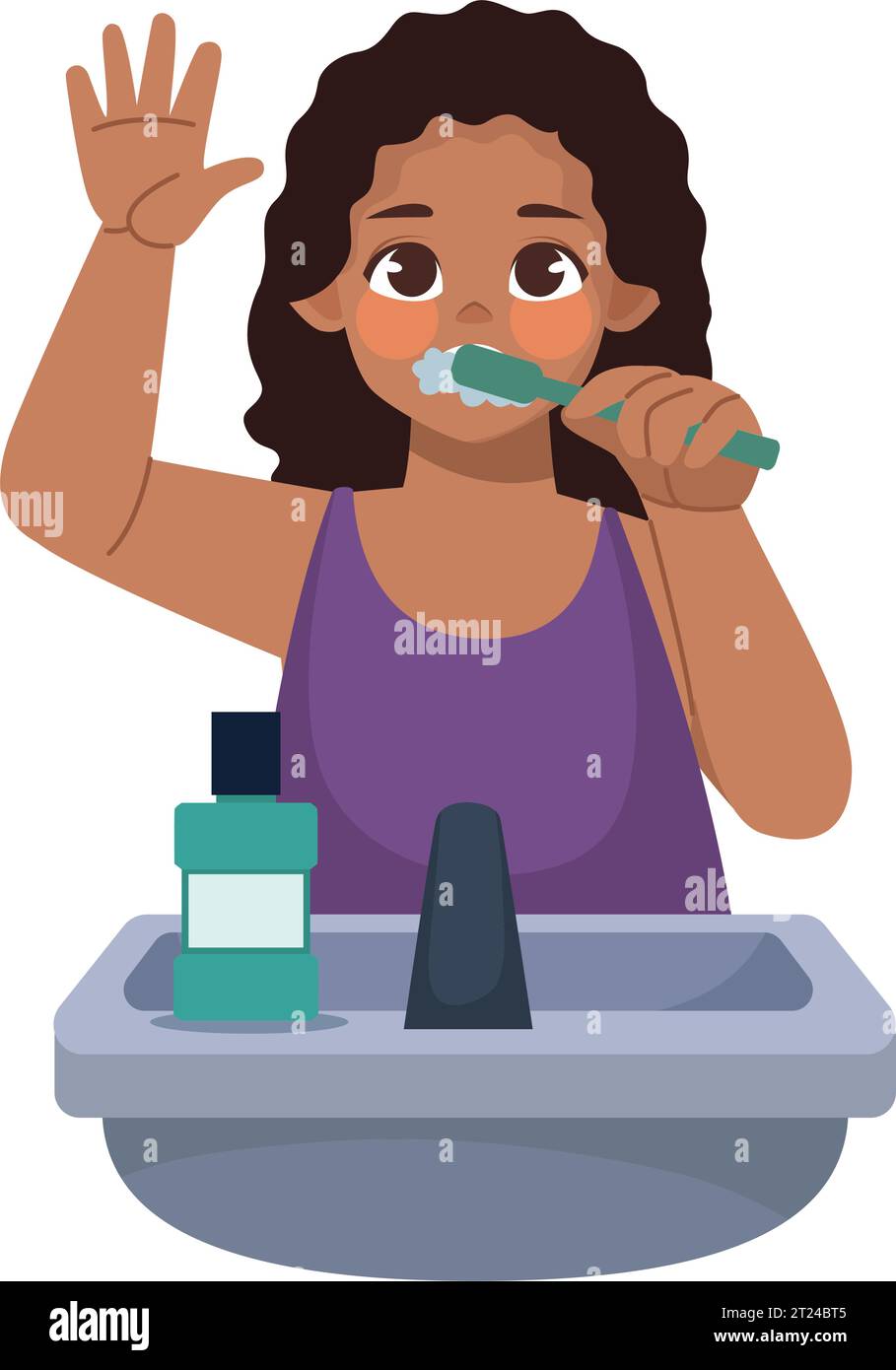 woman brushing teeths design Stock Vector