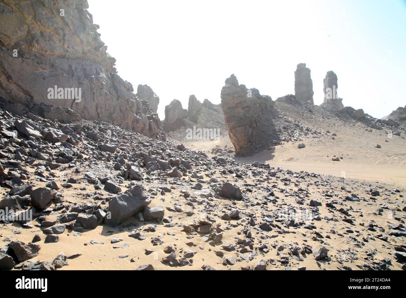 HAMI, CHINA - OCTOBER 15, 2023 - Volcanic landforms from the Carboniferous period remain in the depths of the Gobi in Hami, Xinjiang, China, October 1 Stock Photo