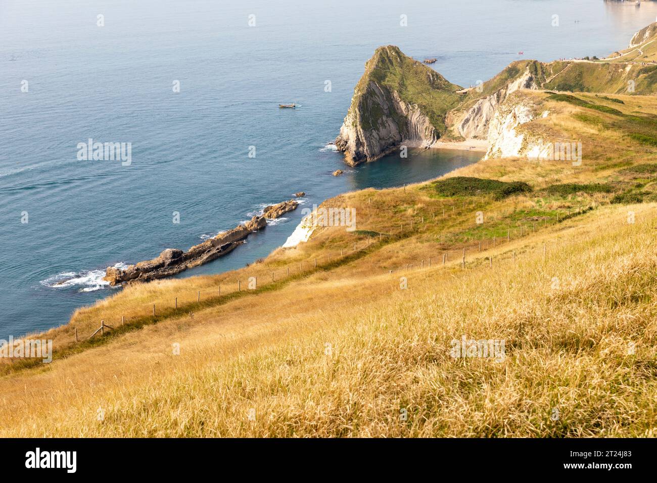 Lulworth jurassic english coastline in Dorset at Man of War and Durdle Door tourist spots, Dorset,England,UK, september 2023 Stock Photo