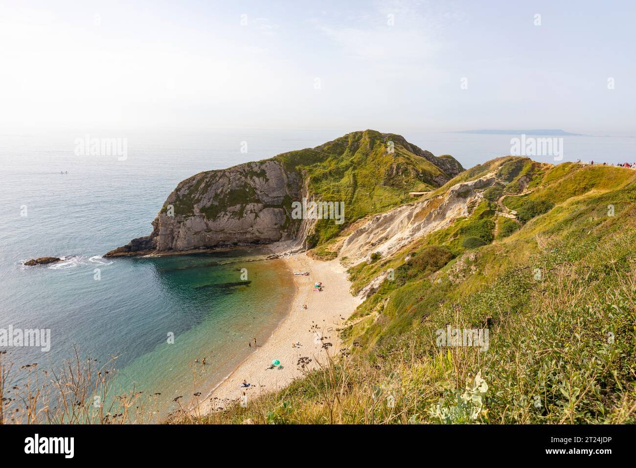 Man of War Beach at Durdle Door near Lulworth on the Jurassic coast world heritage site, UK heatwave weather, South Coast Dorset, England,UK,september Stock Photo