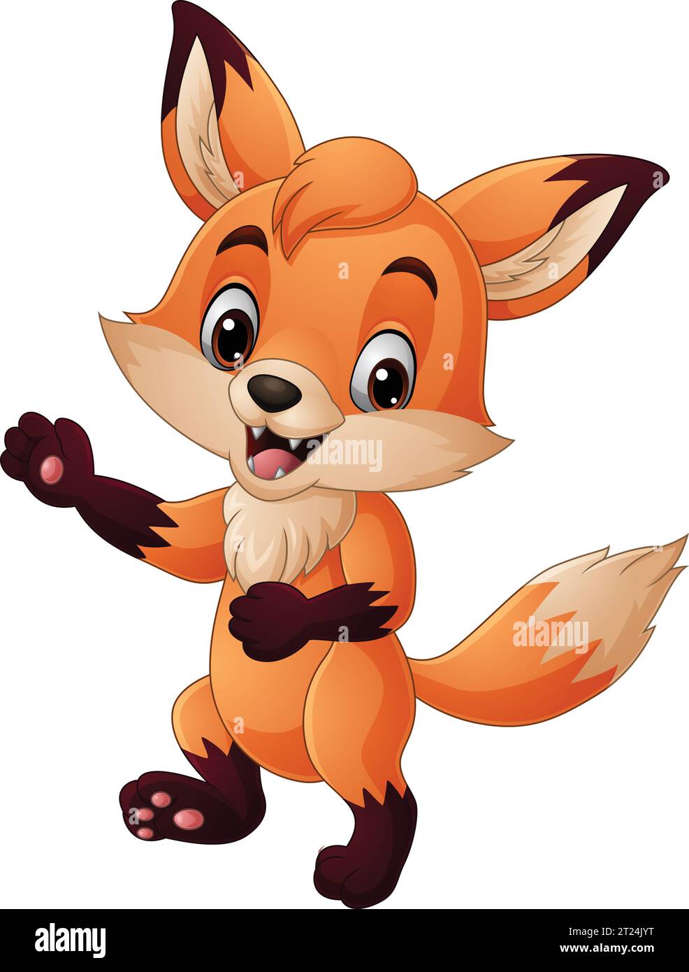 Cartoon cute fox on white background Stock Vector
