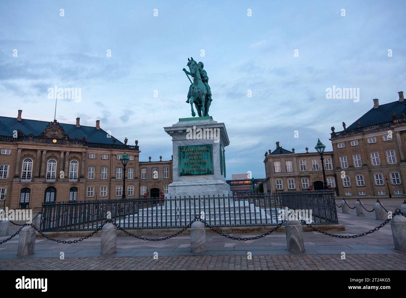 Equestrian statue of Federico Quinto on the Palace Square in Copenhagen Stock Photo
