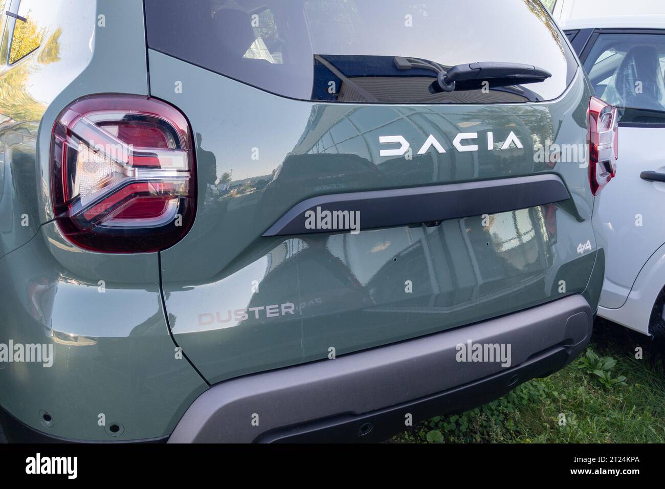 Bordeaux , France - 10 06 2023 : Dacia duster car logo brand new rear sign text detail on modern suv vehicle Romania manufacturer by renault Stock Photo