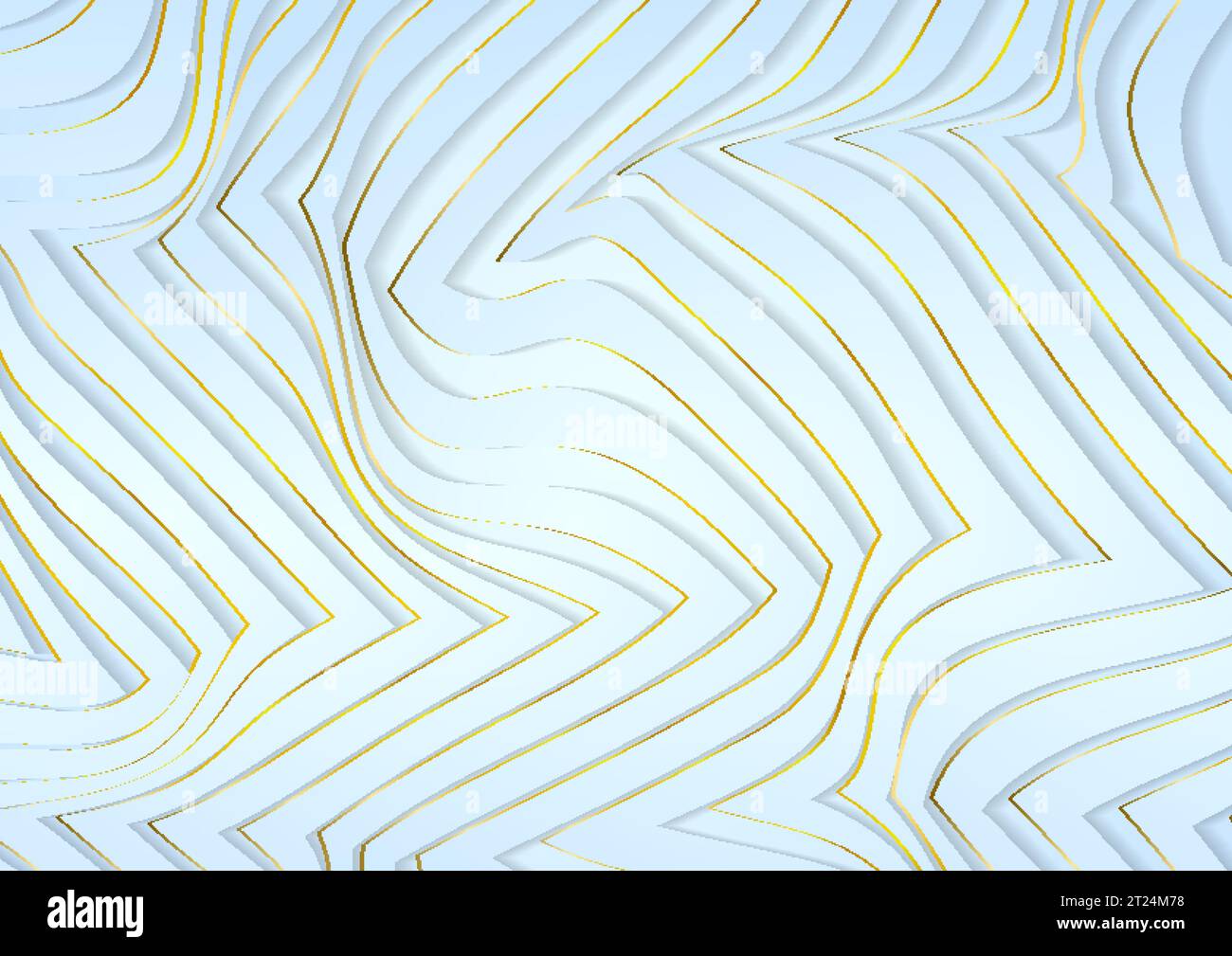 Light blue and golden refracted stripes pattern abstract luxury background. Vector design Stock Vector
