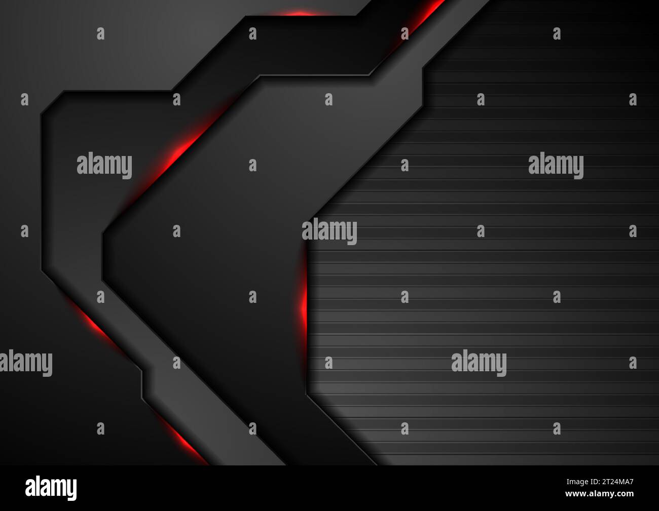 Black and glowing red abstract technology vector background Stock Vector