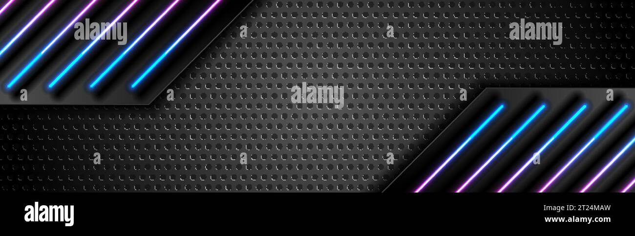Futuristic perforated technology abstract background with blue purple ...